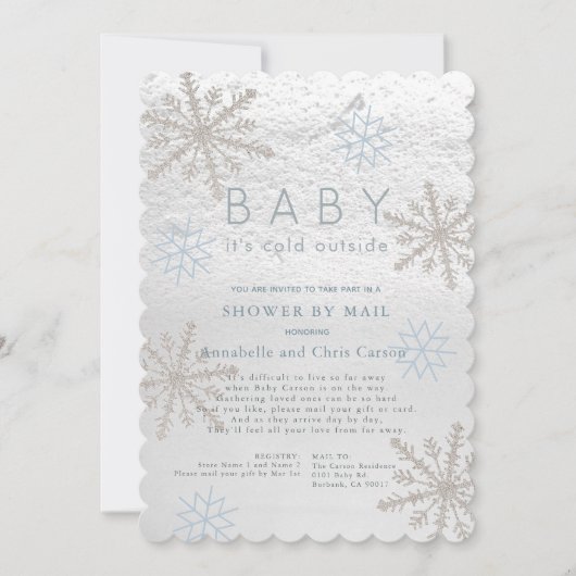 Blue Snowflake Baby zijn koude douche per post Kaart (Voorkant)