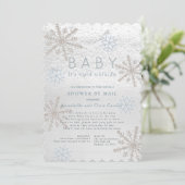 Blue Snowflake Baby zijn koude douche per post Kaart (Staand voorkant)