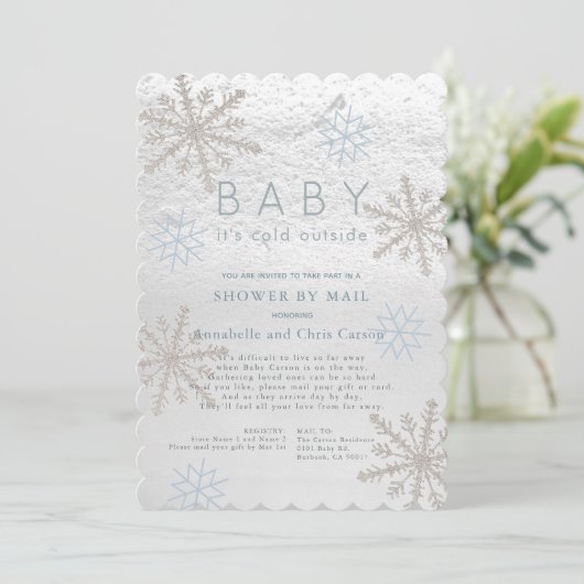 Blue Snowflake Baby zijn koude douche per post Kaart (Staand voorkant)