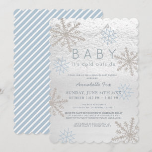 Blue Snowflake Baby zijn koude drive-by Baby showe Kaart