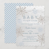 Blue Snowflake Baby zijn koude virtuele Baby showe Kaart (Voorkant / Achterkant)