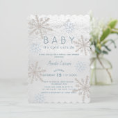 Blue Snowflake Baby zijn koude virtuele Baby showe Kaart (Staand voorkant)