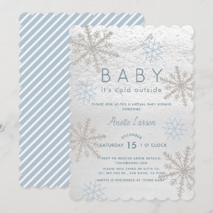 Blue Snowflake Baby zijn koude virtuele Baby showe Kaart