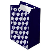 Blue Snowflake Basketball Jersey Medium Cadeauzakje (Voorkant Gekanteld)