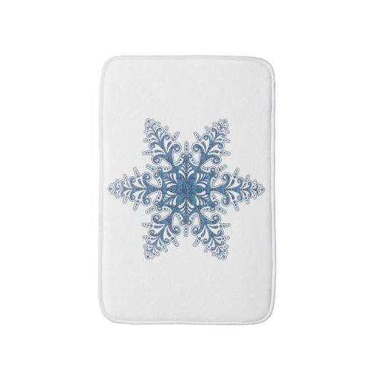 Blue Snowflake Bath Mat (Voorkant Verticaal)