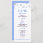 Blue Snowflake Birthday Party Food Menu (Voorkant / Achterkant)