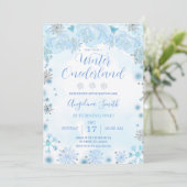 Blue Snowflake Birthday Winter Onederland Kaart (Staand voorkant)