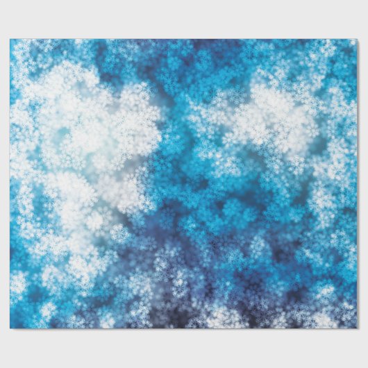 Blue Snowflake Bokeh Glitter Snow Cadeaupapier (Vlak)