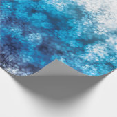 Blue Snowflake Bokeh Glitter Snow Cadeaupapier (Hoek)