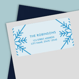 Blue Snowflake Border Return-adres Etiket