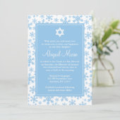 Blue Snowflake Border Star van David Bat Mitzvah Kaart (Staand voorkant)
