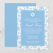 Blue Snowflake Border Star van David Bat Mitzvah Kaart (Voorkant / Achterkant)