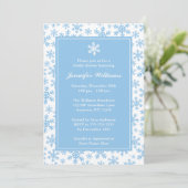 Blue Snowflake Border Winter Vrijgezellenfeest Kaart (Staand voorkant)