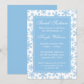Blue Snowflake Border Winter Wonderland Sweet 16 Kaart (Voorkant / Achterkant)