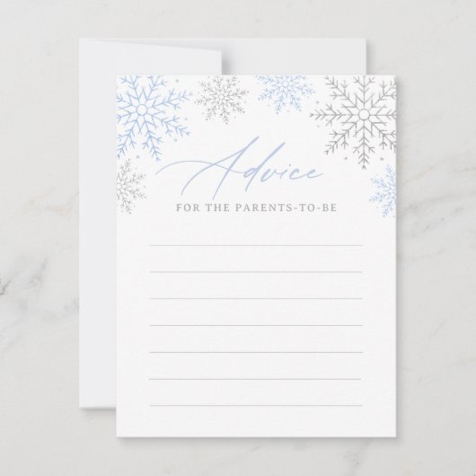 Blue Snowflake Boy Baby shower Advies Notitiekaartje (Voorkant)