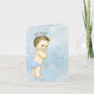 Blue Snowflake Boy Baby shower Bedankt