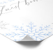 Blue Snowflake Boy Baby shower Gastenboek Teken Poster (Hoek)