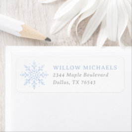 Blue Snowflake Boy Baby shower retouradres Etiket