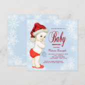 Blue Snowflake Boys Kerst Baby shower Kaart (Voorkant / Achterkant)