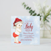 Blue Snowflake Boys Kerst Baby shower Kaart (Staand voorkant)