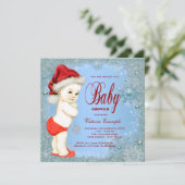 Blue Snowflake Boys Kerst Baby shower Kaart (Staand voorkant)