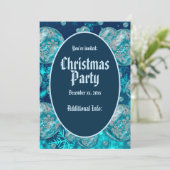 Blue Snowflake Bubbles Holiday Partij Kaart (Staand voorkant)