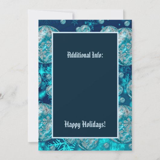Blue Snowflake Bubbles Holiday Partij Kaart (Achterkant)