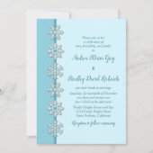 Blue Snowflake Button Winter Weddenschap Kaart (Voorkant)