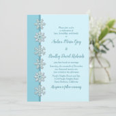 Blue Snowflake Button Winter Weddenschap Kaart (Staand voorkant)