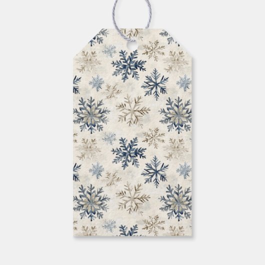 Blue Snowflake Cat Christmas Cadeaulabel (Achterkant)