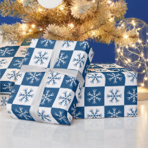 Blue Snowflake Checkered Pattern-feestdag