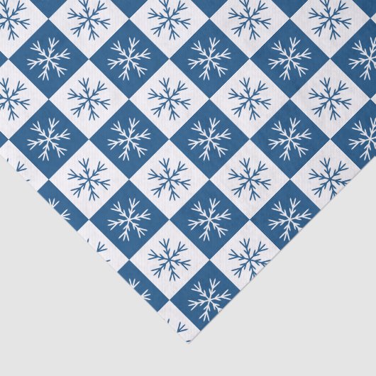 Blue Snowflake Checkered Pattern-feestdag Tissuepapier (Detail)