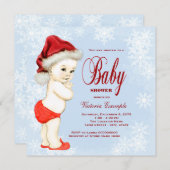 Blue Snowflake Christmas Baby shower Kaart (Voorkant / Achterkant)