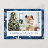 Blue Snowflake Christmas Familie Foto Briefkaart (Voorkant)