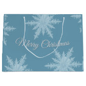 Blue Snowflake Christmas Gift Bag Groot Cadeauzakje (Voorkant)