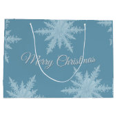 Blue Snowflake Christmas Gift Bag Groot Cadeauzakje (Achterkant)