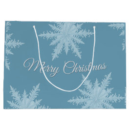 Blue Snowflake Christmas Gift Bag Groot Cadeauzakje