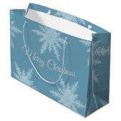 Blue Snowflake Christmas Gift Bag Groot Cadeauzakje (Achterkant Gekanteld)