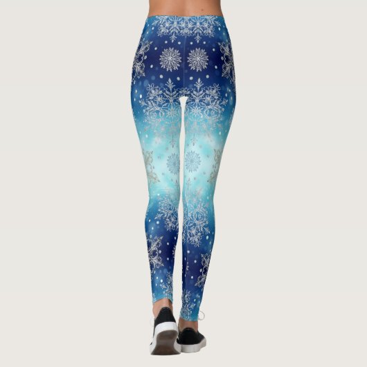 Blue Snowflake Christmas Leggings (Achterkant)