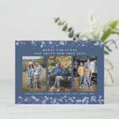 Blue Snowflake Christmas Modern Collage 3 Photos (Staand voorkant)