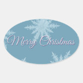 Blue Snowflake Christmas  Ovale Sticker (Voorkant)