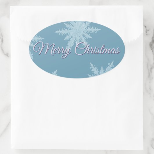 Blue Snowflake Christmas  Ovale Sticker (Tas)