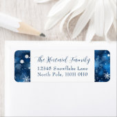 Blue Snowflake Christmas Retour Adreslabel Etiket (Insitu)