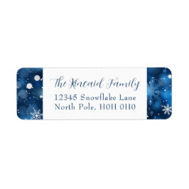 Blue Snowflake Christmas Retour Adreslabel Etiket