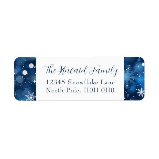 Blue Snowflake Christmas Retour Adreslabel Etiket (Voorkant)