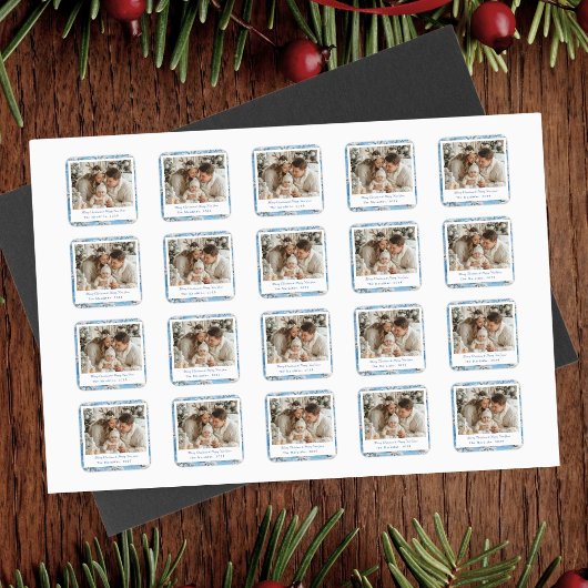  Blue Snowflake Christmas Vierkante Sticker