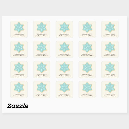 Blue Snowflake Cookie Vierkante Sticker (Vel)