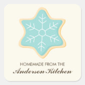 Blue Snowflake Cookie Vierkante Sticker (Voorkant)