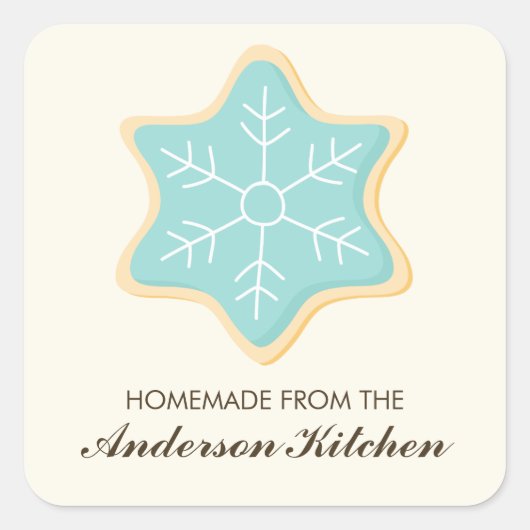 Blue Snowflake Cookie Vierkante Sticker (Voorkant)