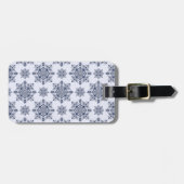 Blue Snowflake Damask Patroon Bagagelabel (Voorkant horizontaal)